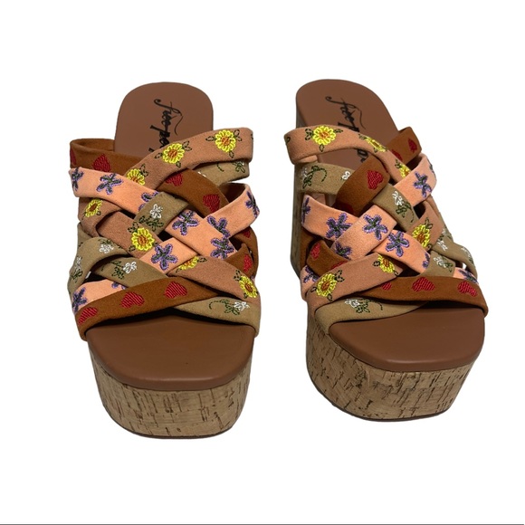 Flash Sale ReList Tom NWOB Free People Lisbon Platform Sandal Sandbar Multi 37.5 - Picture 6 of 13